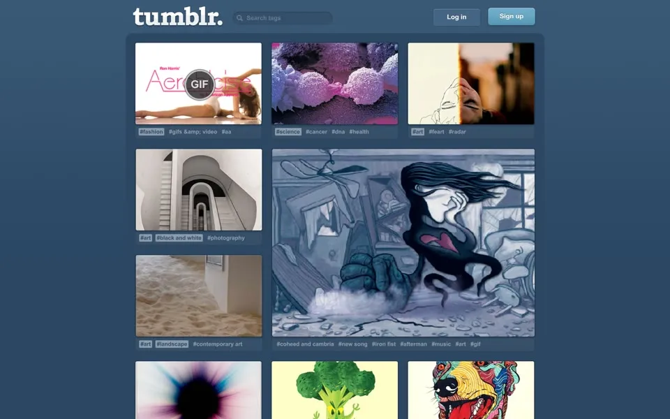 tumblr.com homepage in 2013