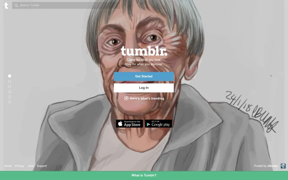 tumblr.com homepage in 2018