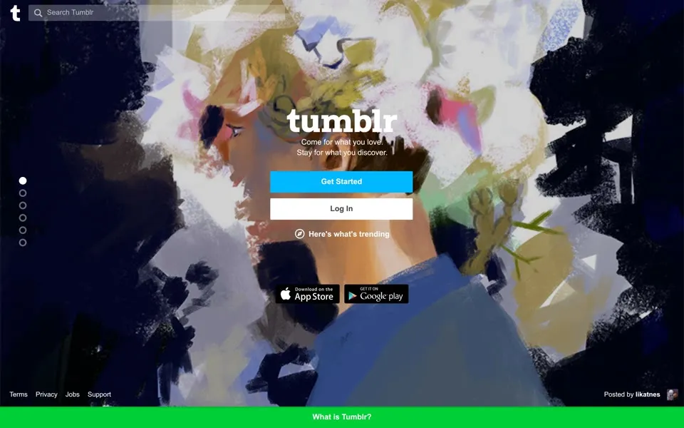 tumblr.com homepage in 2019