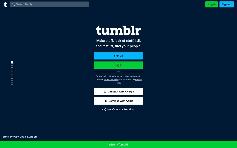 tumblr.com homepage in 2022