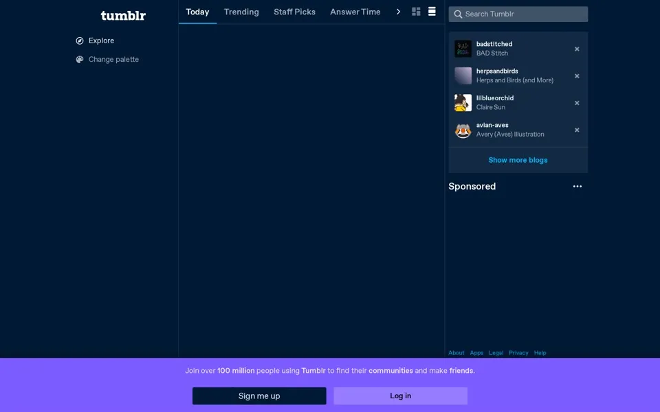 tumblr.com homepage in 2024