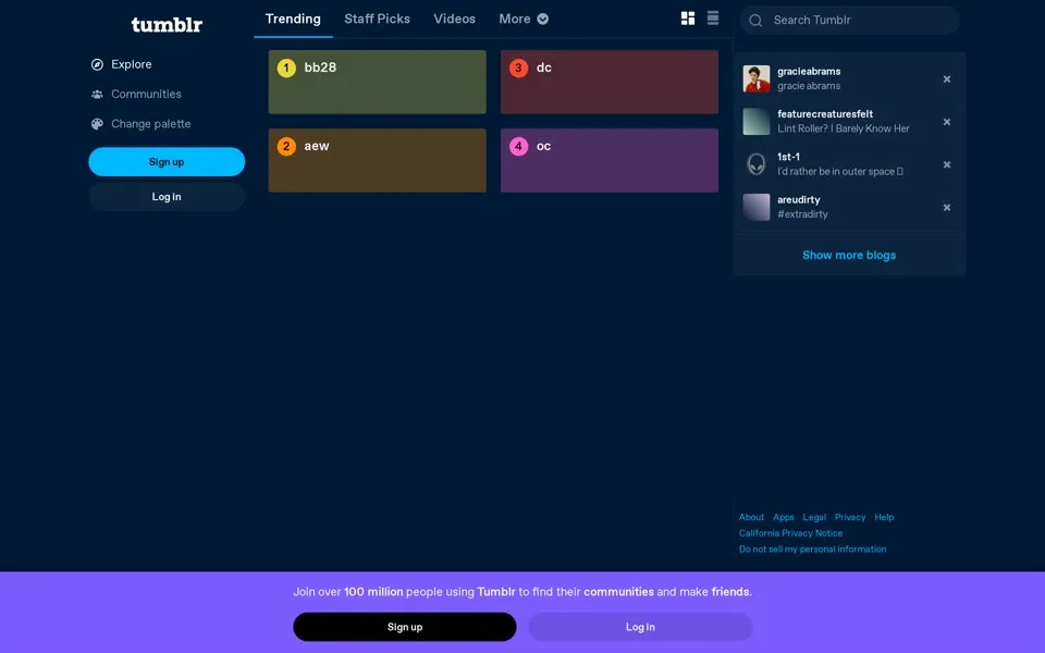 tumblr.com homepage in 2026