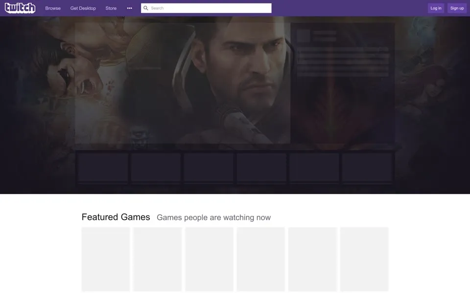 twitch.tv homepage in 2018