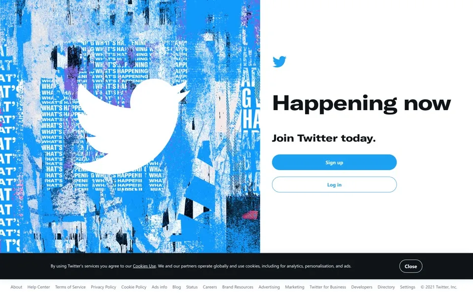 twitter.com homepage in 2021