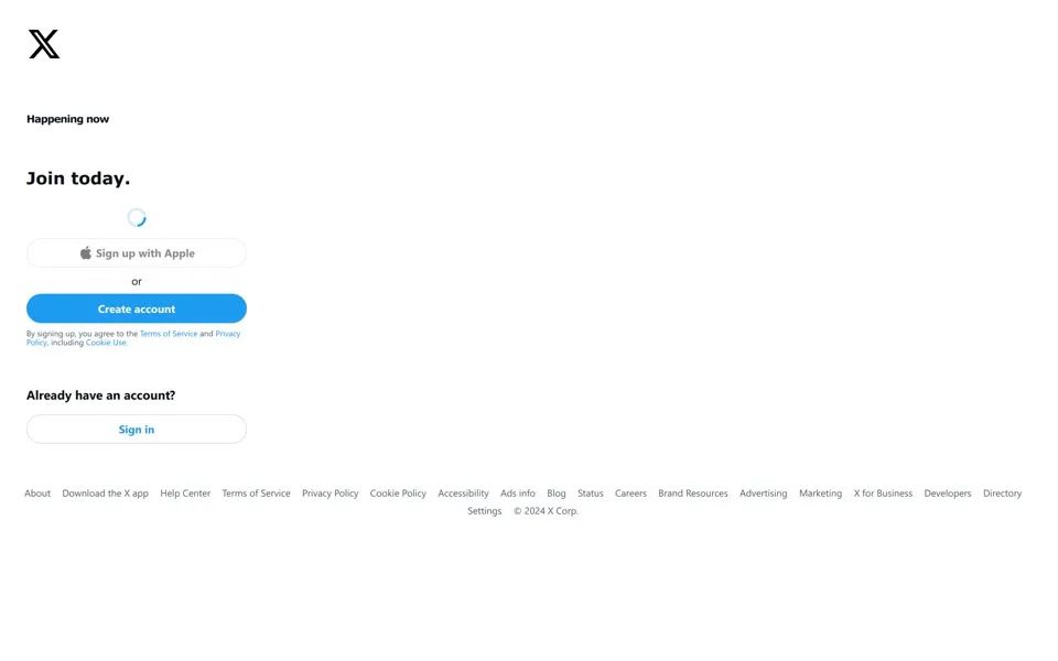 twitter.com homepage in 2024