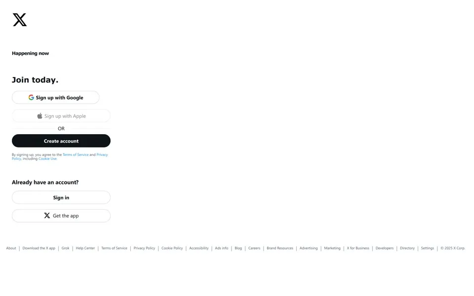 twitter.com homepage in 2025