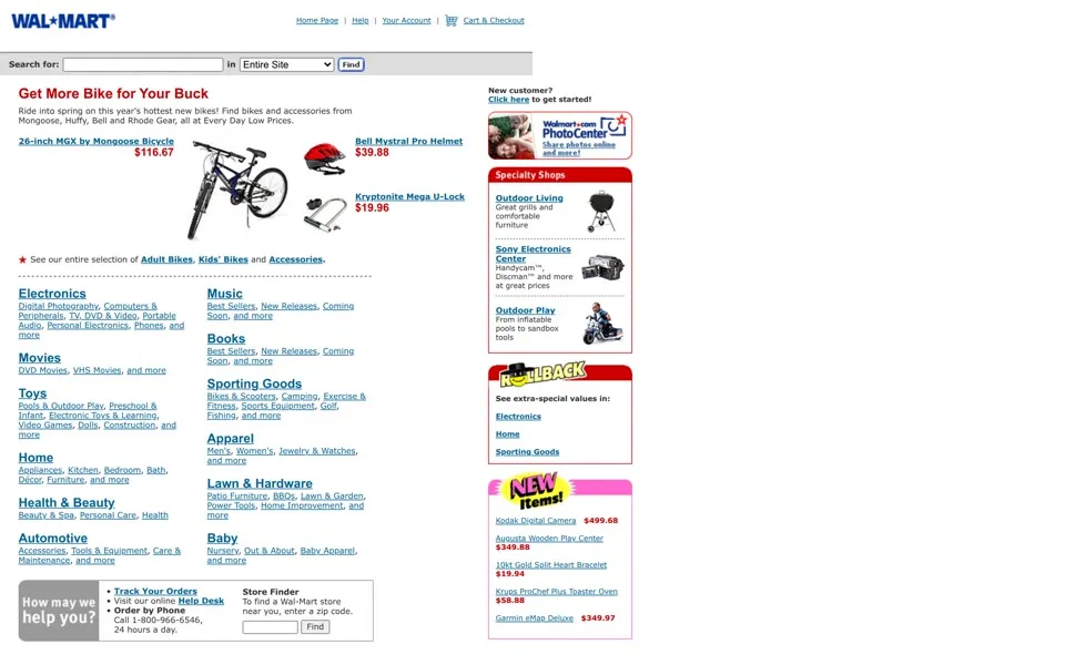 walmart.com homepage in 2001