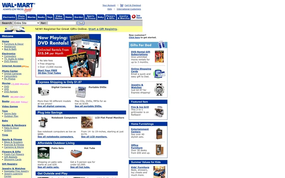 walmart.com homepage in 2003