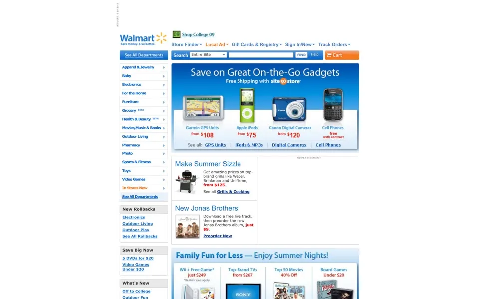 walmart.com homepage in 2009