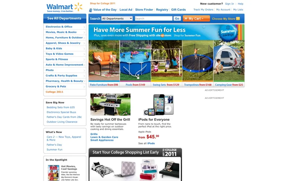 walmart.com homepage in 2011