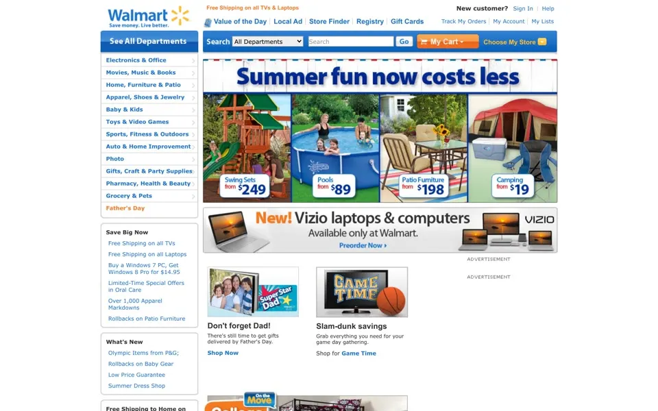 walmart.com homepage in 2012