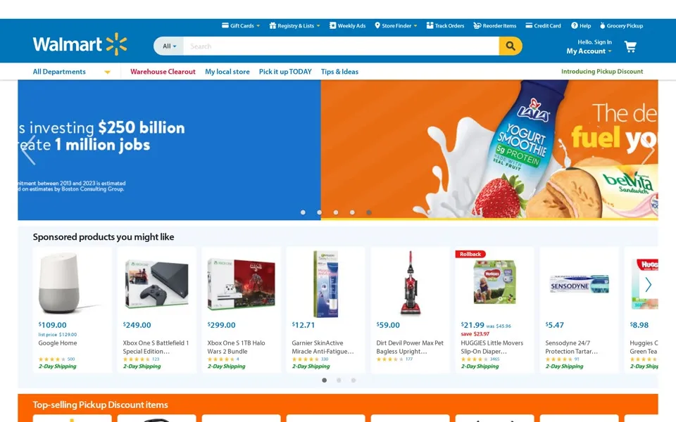 walmart.com homepage in 2017