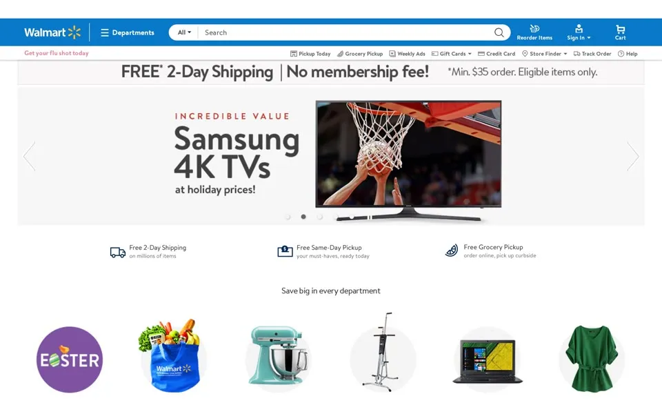 walmart.com homepage in 2018