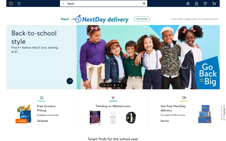 walmart.com homepage in 2019