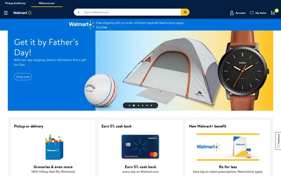 walmart.com homepage in 2021