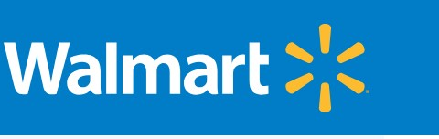 Walmart logo on the 2015 walmart.com homepage: white wordmark on a blue bar, bigger spark