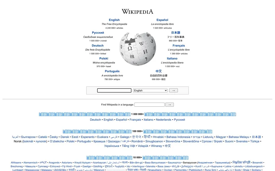 wikipedia.org homepage in 2013