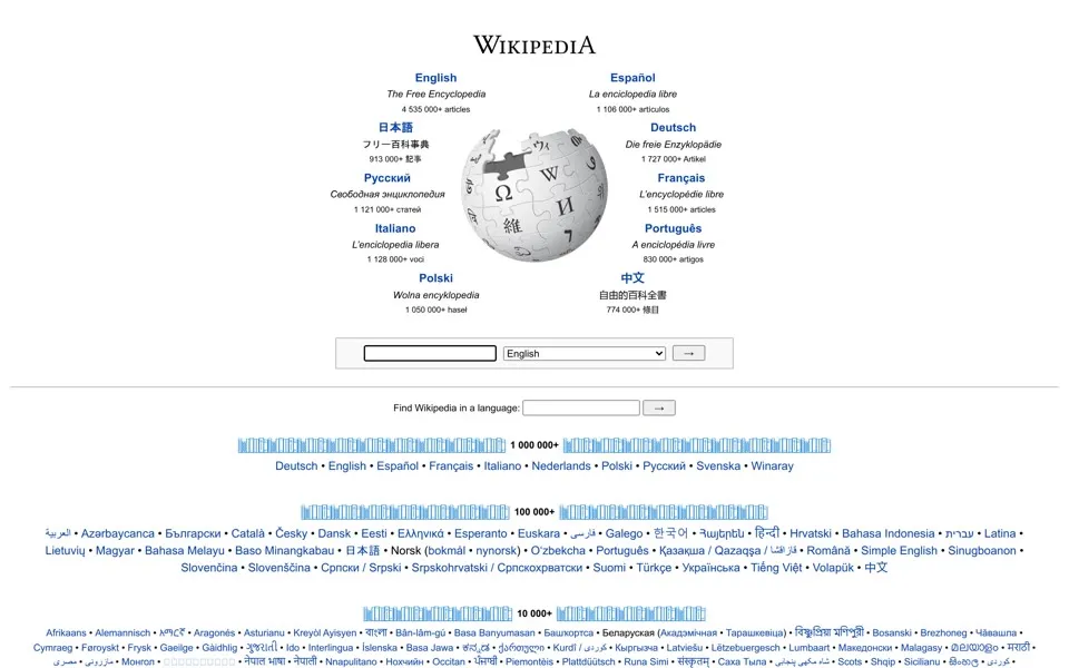 wikipedia.org homepage in 2014