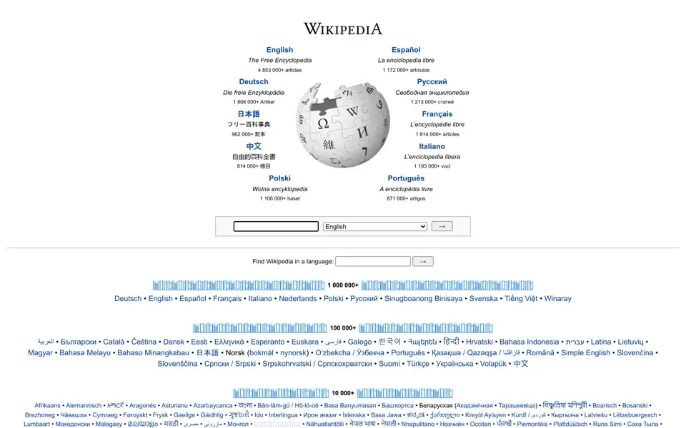 wikipedia.org homepage in 2015