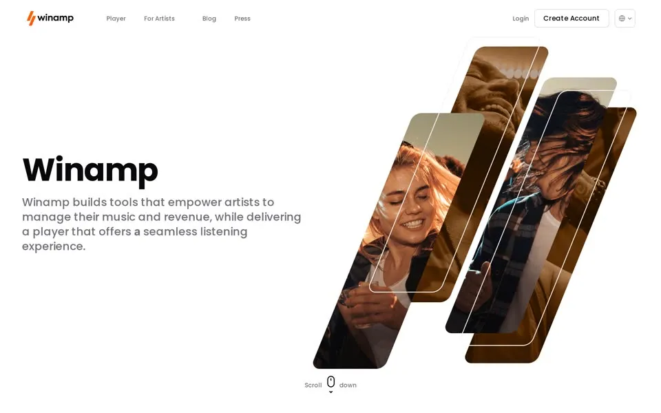 winamp.com homepage in 2026