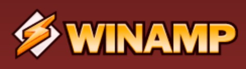 Winamp logo on the 2007 winamp.com homepage: The Nullsoft name disappears from the yellow wordmark.