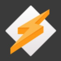 Winamp logo on the 2014 winamp.com homepage: Only the lightning badge remains.