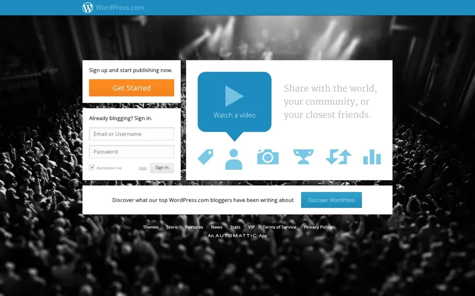 wordpress.com homepage in 2013