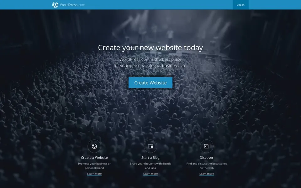 wordpress.com homepage in 2016