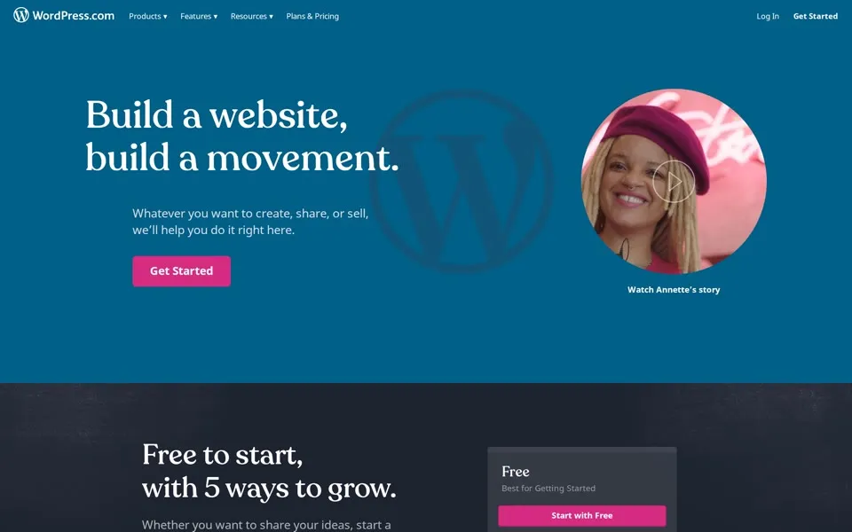 wordpress.com homepage in 2019