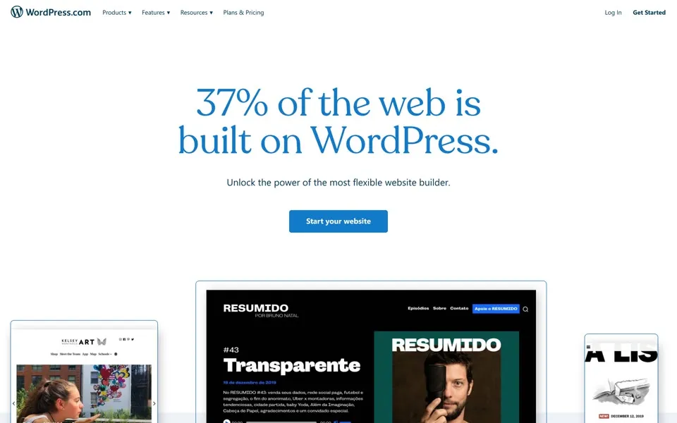 wordpress.com homepage in 2020