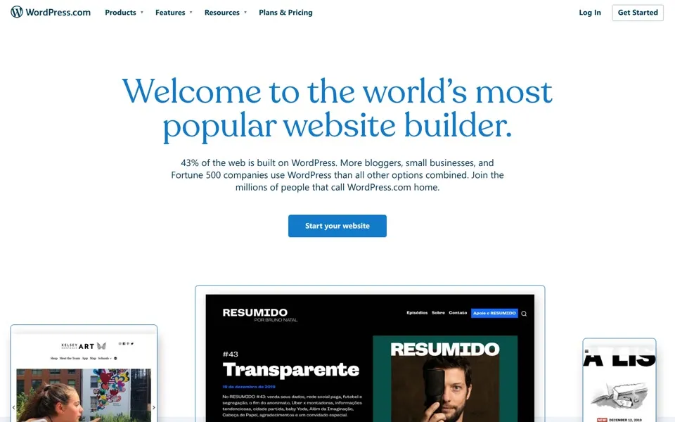 wordpress.com homepage in 2022