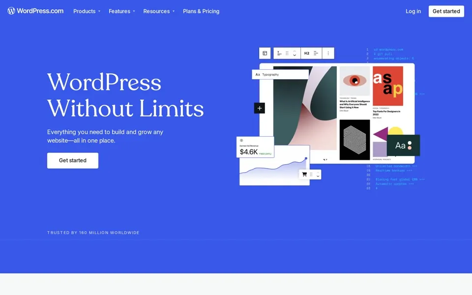 wordpress.com homepage in 2024