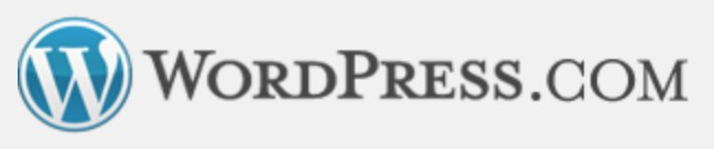 WordPress.com logo on the 2009 wordpress.com homepage: The W emblem turns blue and the serif wordmark turns dark gray.