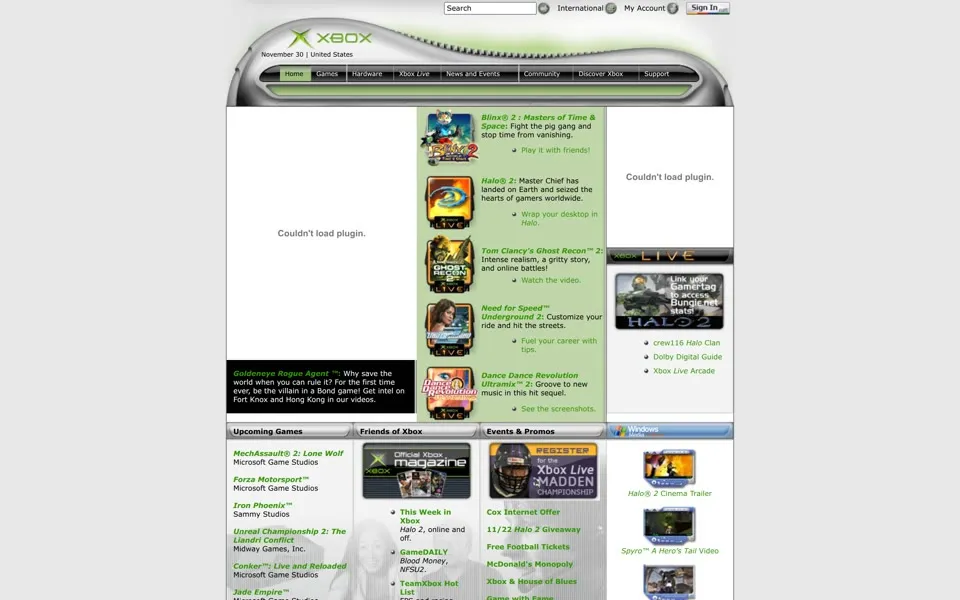 xbox.com homepage in 2004