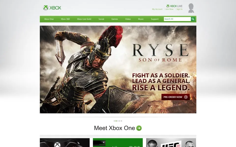 xbox.com homepage in 2013