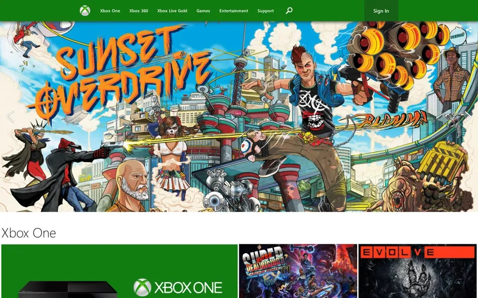 xbox.com homepage in 2014
