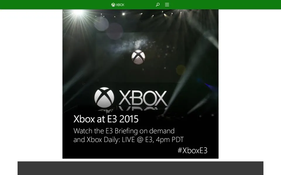 xbox.com homepage in 2015