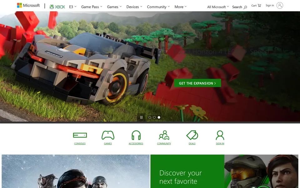 xbox.com homepage in 2019