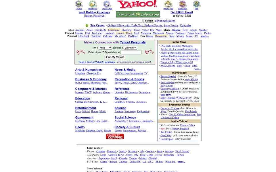 yahoo.com homepage in 2002