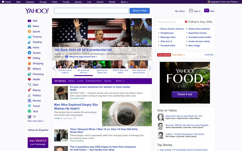 yahoo.com homepage in 2015