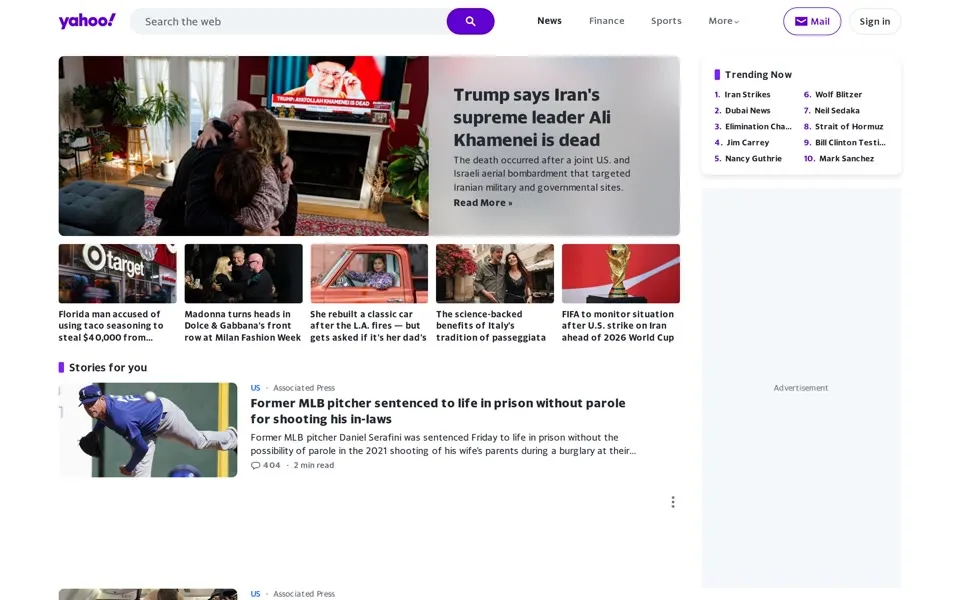yahoo.com homepage in 2026