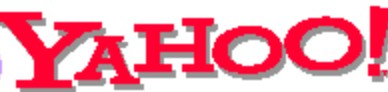 Yahoo logo on the 1996 yahoo.com homepage: red Yahoo! wordmark with grey drop shadow, icon strip around it