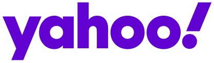 Yahoo logo on the 2020 yahoo.com homepage: capitals → lowercase bold purple yahoo! (the 2019 identity)