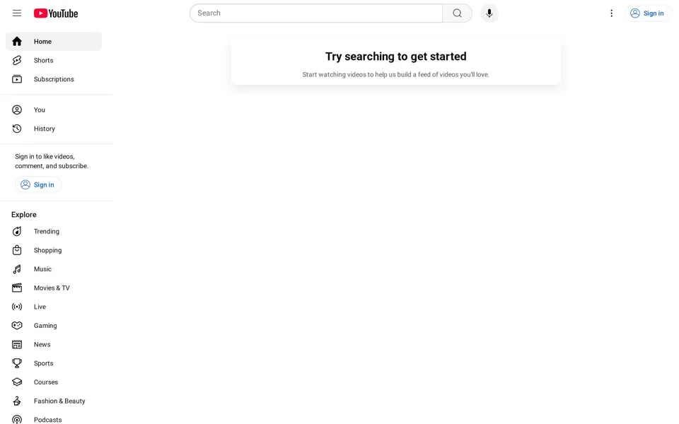 youtube.com homepage in 2025