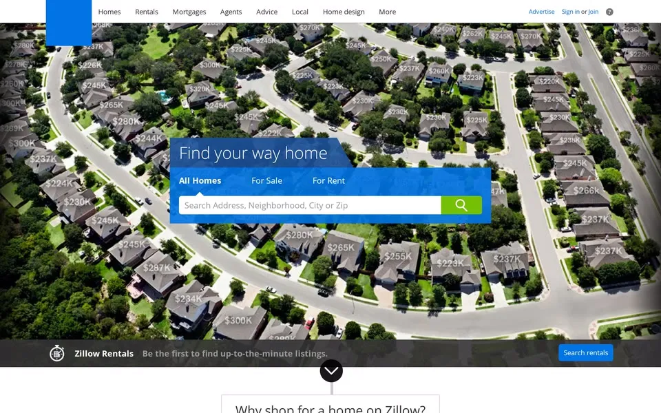 zillow.com homepage in 2015