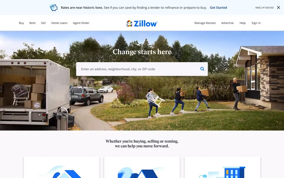 zillow.com homepage in 2021
