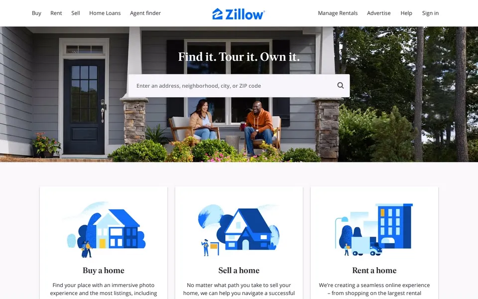 zillow.com homepage in 2022