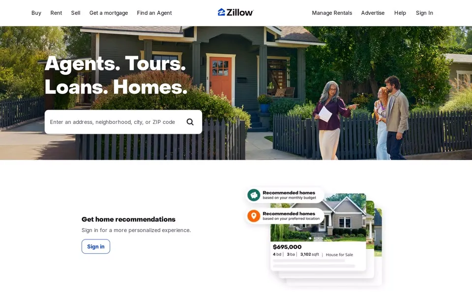 zillow.com homepage in 2025