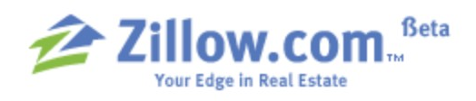 Zillow logo on the 2006 zillow.com homepage: green-and-blue roof mark with the 'Zillow.com Beta' wordmark