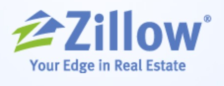 Zillow logo on the 2011 zillow.com homepage: .com dropped: just 'Zillow' with a flatter blue-and-green roof mark